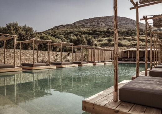 The boho chic pool of Doryssa Boutique Hotel, part of the group's luxury hotels in Samos
