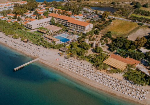 Aerial view of Doryssa Seaside, a 5 star luxury resort in Samos