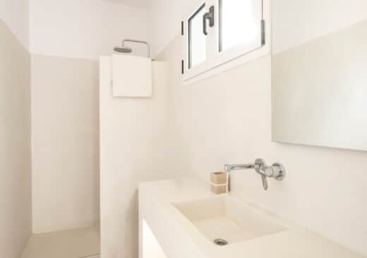 The elegant bathroom at Doryssa Coast's seaview apartments in Samos