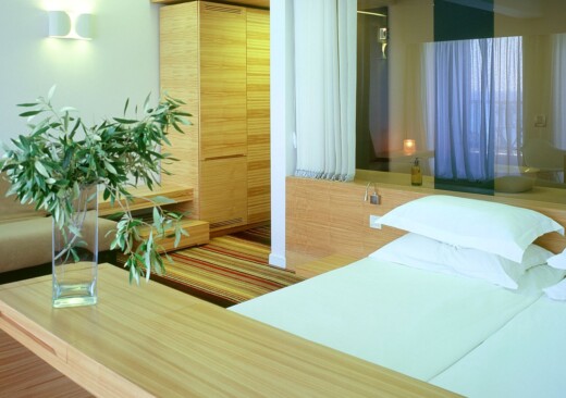 An in-room view of Doryssa Seaside's family suites in Samos