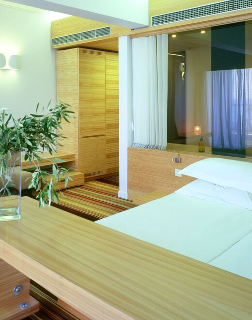 An in-room view of Doryssa Seaside's family suites in Samos