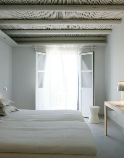 The bedroom of the Junior Suite of Doryssa Seaside Village is a delightful family seaview suite in Samos