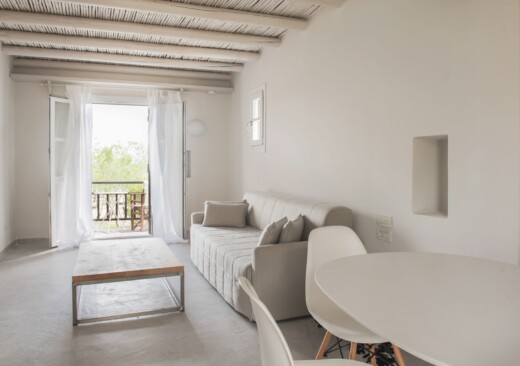 In-room view of Doryssa Seaside Village family seaview suite in samos