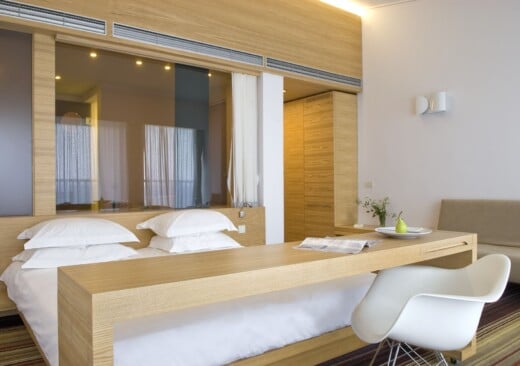 An in-room view of Doryssa Seaside's luxury seaview suites in Samos