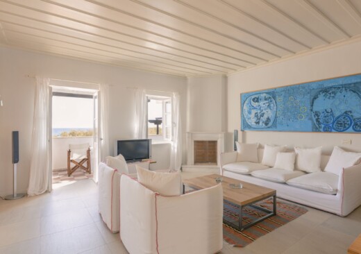 Living room of the Presidential Village seaview luxury family suite in Samos by Doryssa Seaside