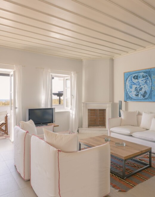 Living room of the Presidential Village seaview luxury family suite in Samos by Doryssa Seaside