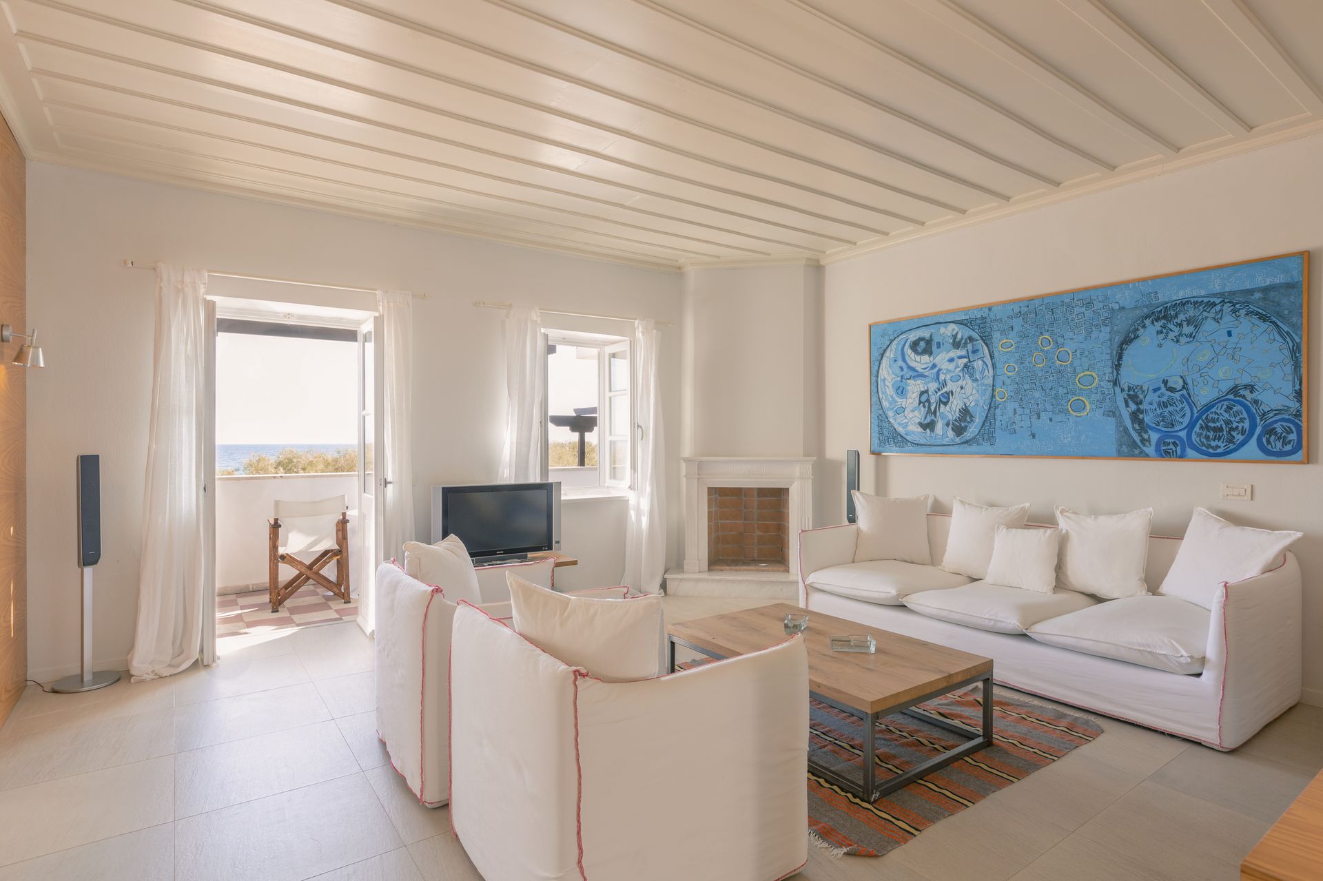 Living room of the Presidential Village seaview luxury family suite in Samos by Doryssa Seaside