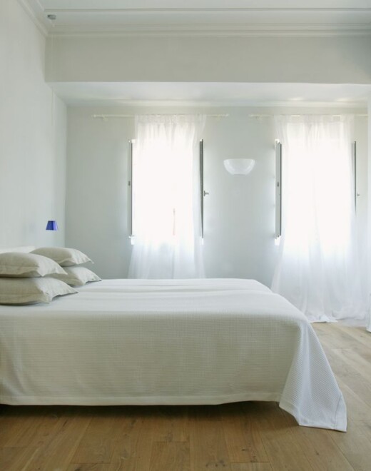 The bedroom of the Junior Village family room garden view in Samos by Doryssa Seaside